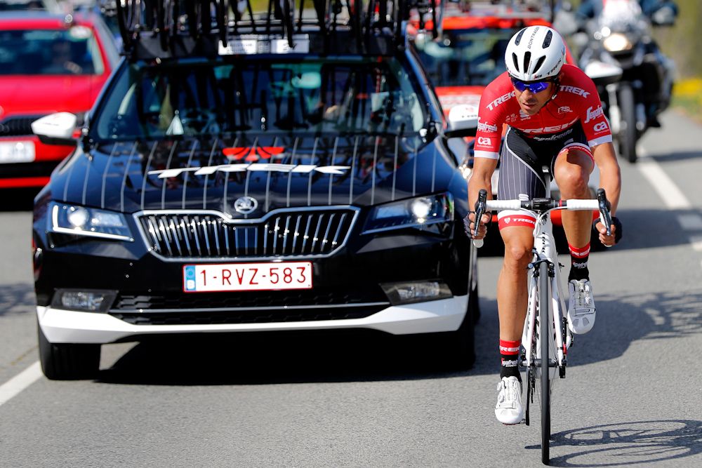 Alberto Contador rides in the caravan during stage 2 at Pais Vasco