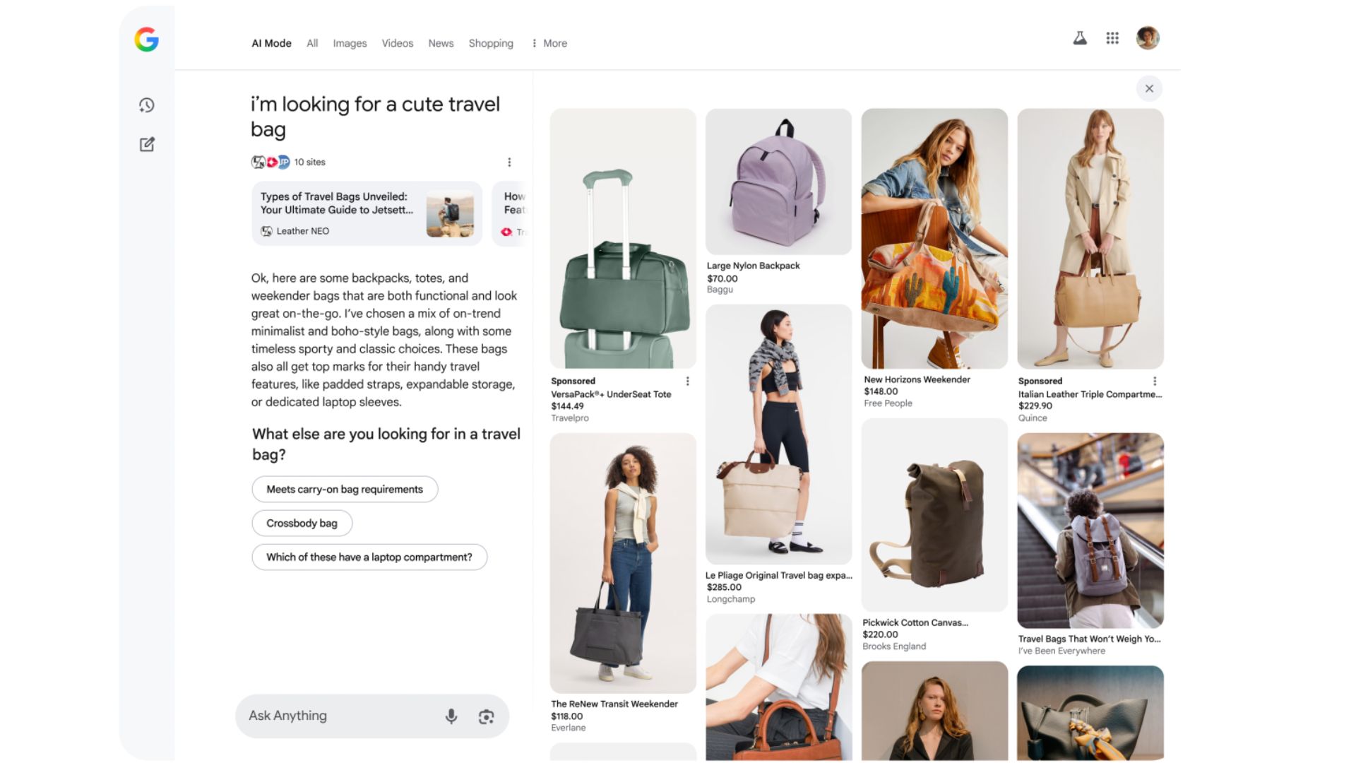 Shopping on AI Mode
