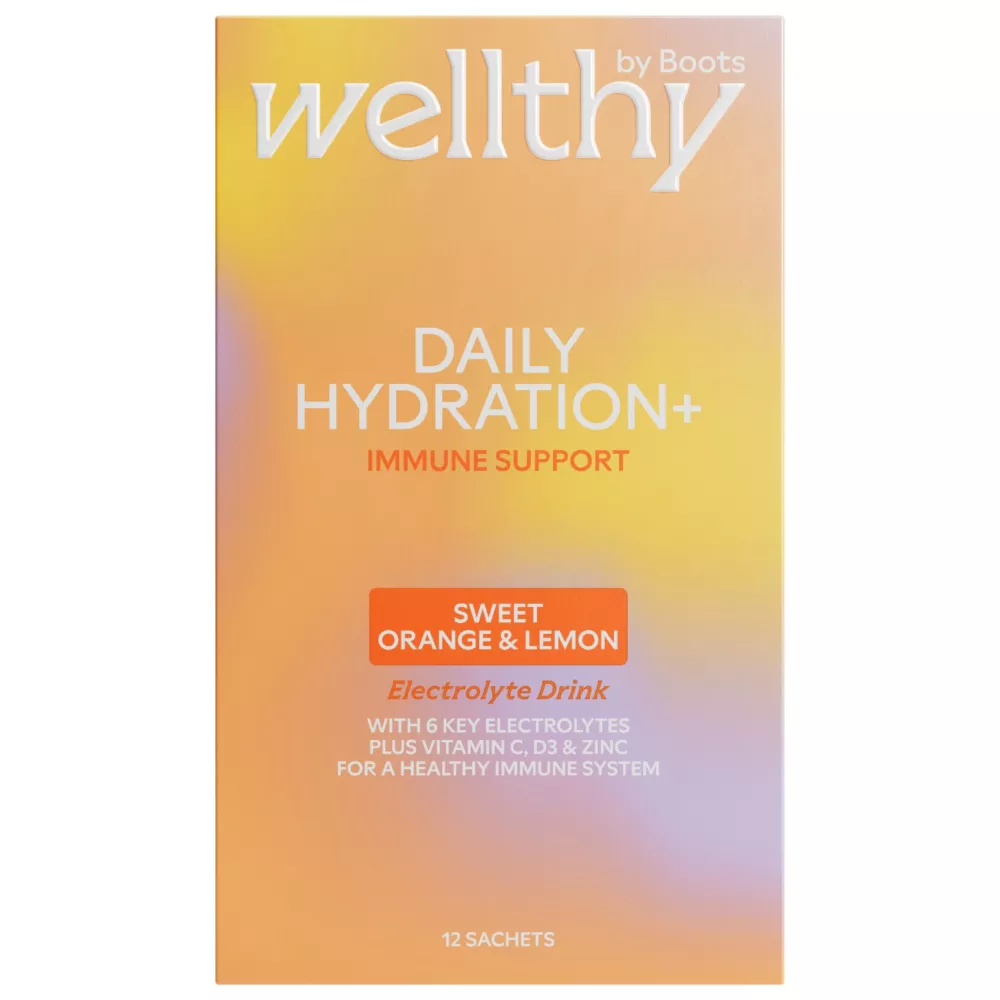 Wellthy by Boots Daily Hydration+ Immune Support 12 Sachets 4g
