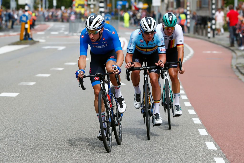 Elia Viviani, Yves Lampaert and Pascal Ackermann in the European Championships