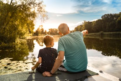 Grandfather and grandson bonding.