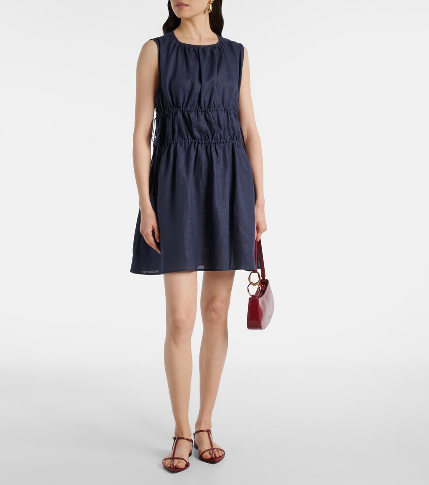 Como Gathered Linen Minidress