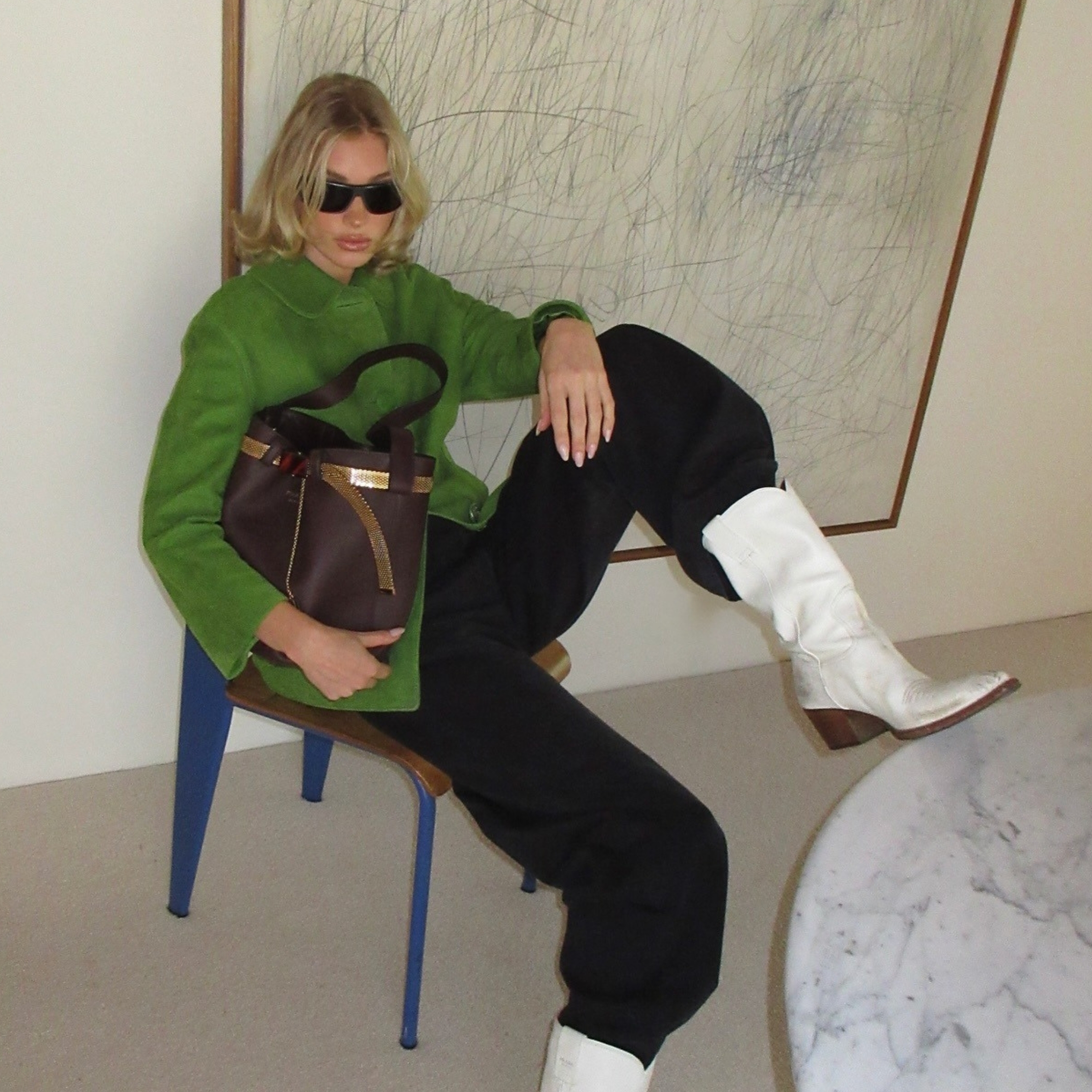 Elsa Hosk wearing a Prada bag.