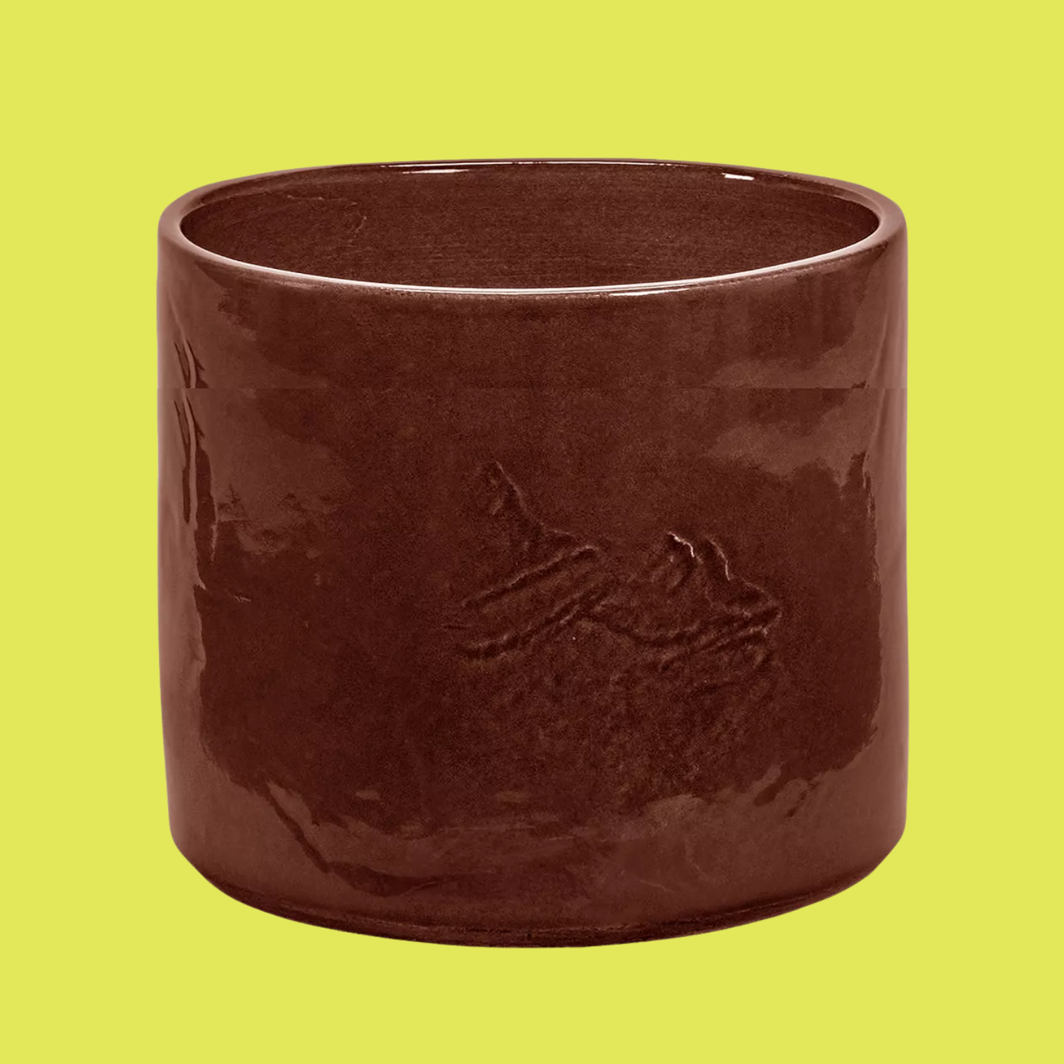 A brown ceramic planter