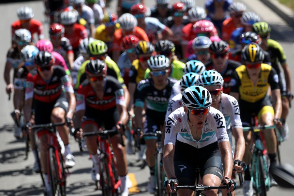 Pavel Sivakov (Team Sky) leads the bunch on stage 2 of the 2018 Tour of California