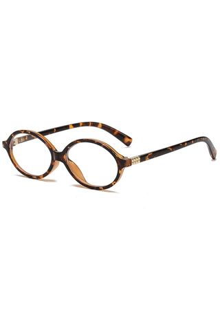 Breaksun Fashion Oval Glasses for Women Men Retro Oval Tortoise Frame Blue Light Glasses Small Face Nerd Eyeglasses (tortoise)