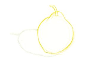 how to blend coloured pencils: drawing of a pear