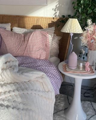 Pink and purple gingham bedding