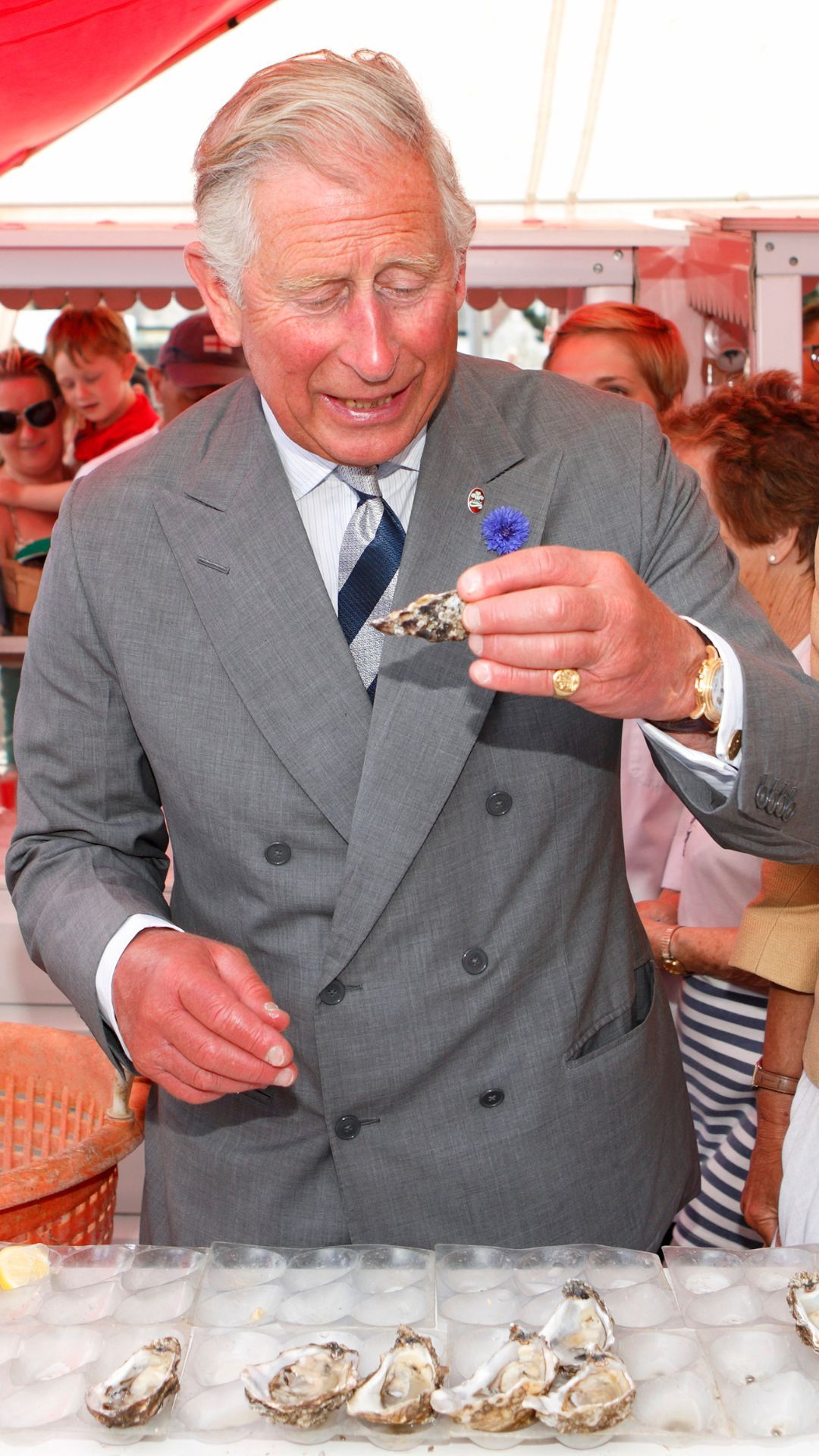 King Charles eating oysters.