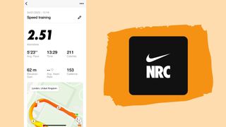 Nike Run Club app and screenshot of speed running route