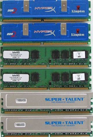We had various memory modules on hand for testing
