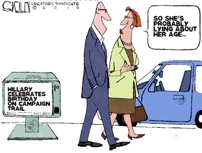 Political cartoon U.S. Hillary Clinton Birthday