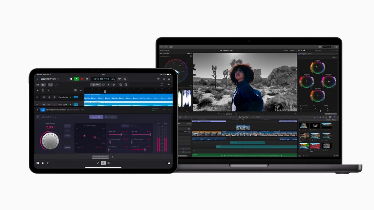 Final Cut Pro 11 seen on an iPad and a MacBook Pro