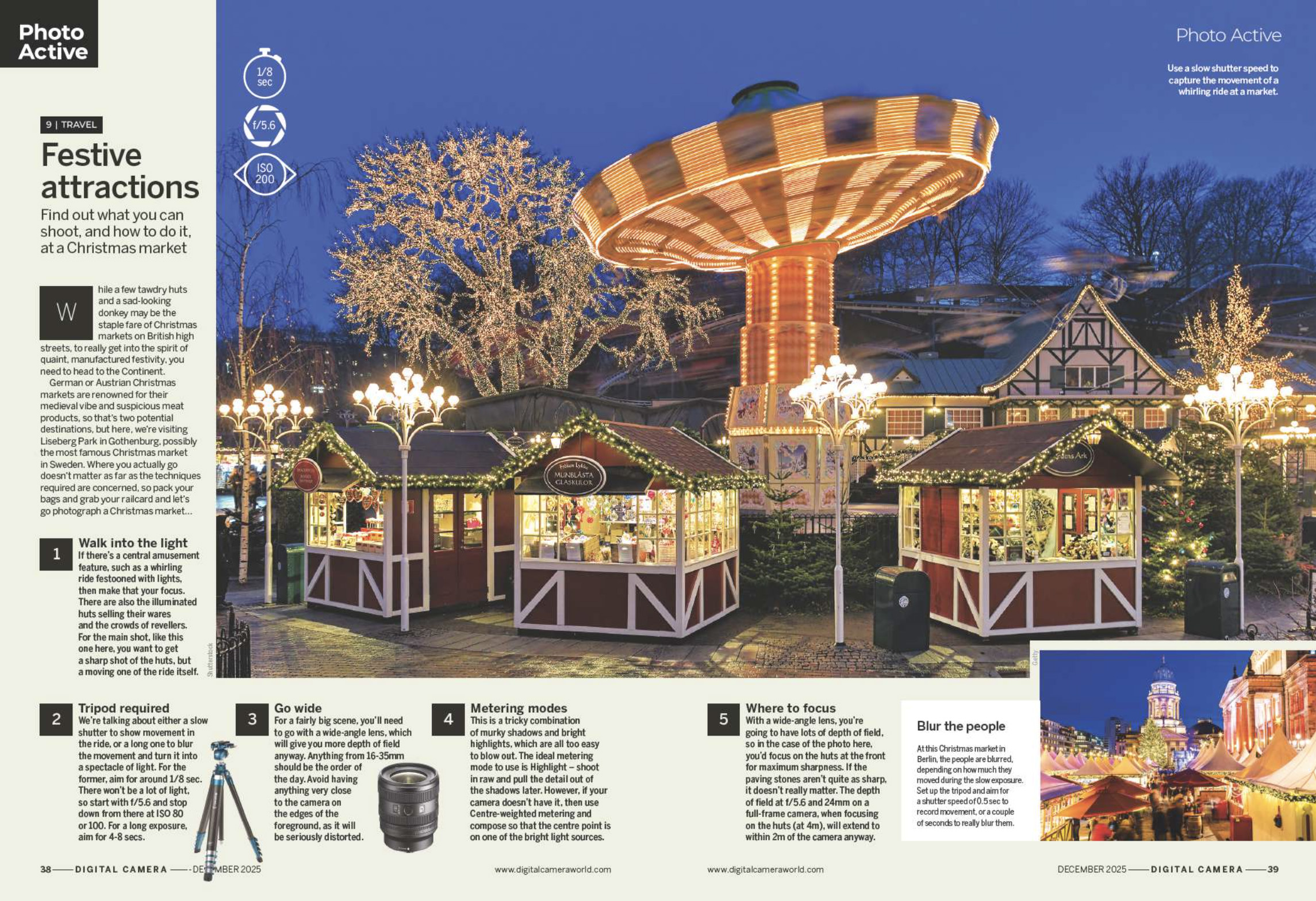 Image showing project 9 of the Photo Active projects section in issue 301 (December 2025) of Digital Camera magazine, explaining how to photograph Christmas markets