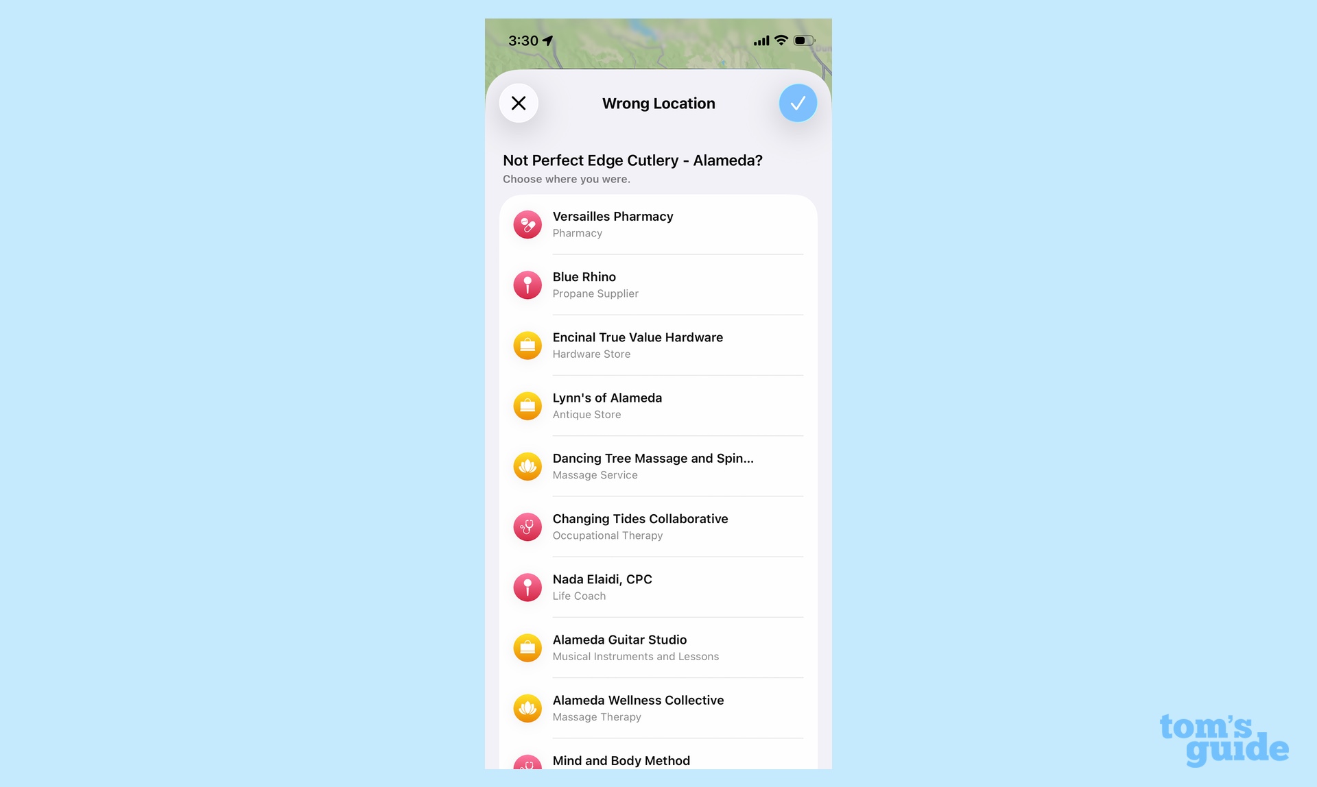 correct the name of the business logged by visited places
