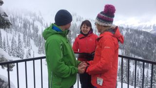 Fiona and Gordie getting married on a mountain
