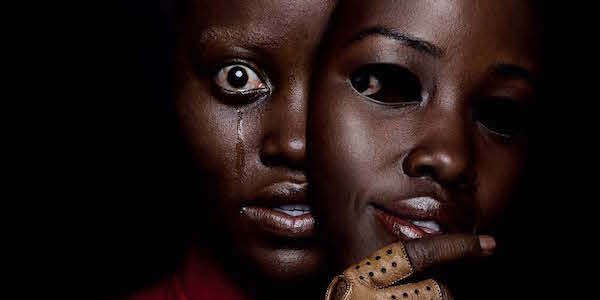 Us poster of Lupita Nyong&#039;o as Adelaide Wilson and evil doppelganger Red