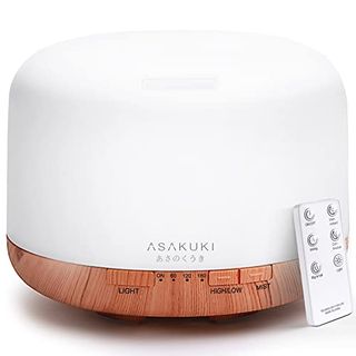 Asakuki 500ml Premium, Essential Oil Diffuser With Remote Control, 5 in 1 Ultrasonic Aromatherapy Fragrant Oil Humidifier Vaporizer, Timer and Auto-Off Safety Switch Brown