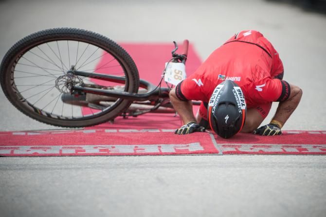 Ben Bostrom (Specialized) never so happy to see the finish line in Leadville