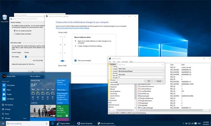 windows10 settings to chang