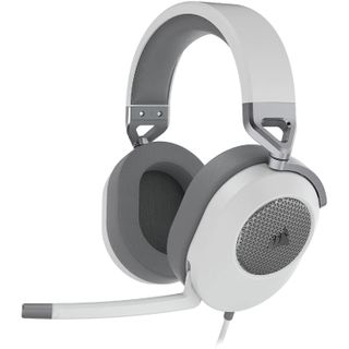 Corsair HS65 Surround gaming headset in white, on a white background