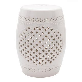 Maggie Modern Classic White Glazed Ceramic Garden Stool