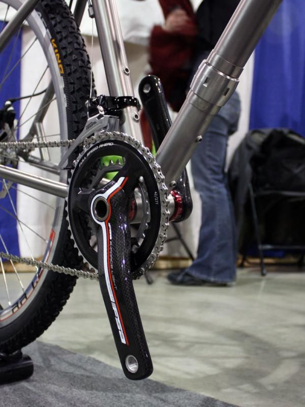 Dean's do-everything frame is fitted with an FSA mountain bike crank here but road ones will also fit.