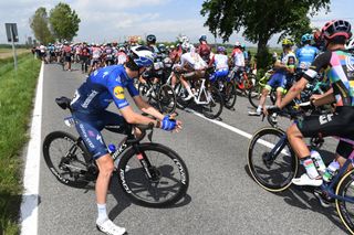 GORIZIA ITALY MAY 23 Pieter Serry of Belgium and Team Deceuninck QuickStep during the 104th Giro dItalia 2021 Stage 15 a 147km stage from Grado to Gorizia Race stopped due to Crash UCIworldtour girodiitalia Giro on May 23 2021 in Gorizia Italy Photo by Tim de WaeleGetty Images