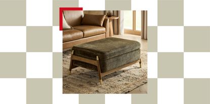 mid-century style storage ottoman from Next in living room