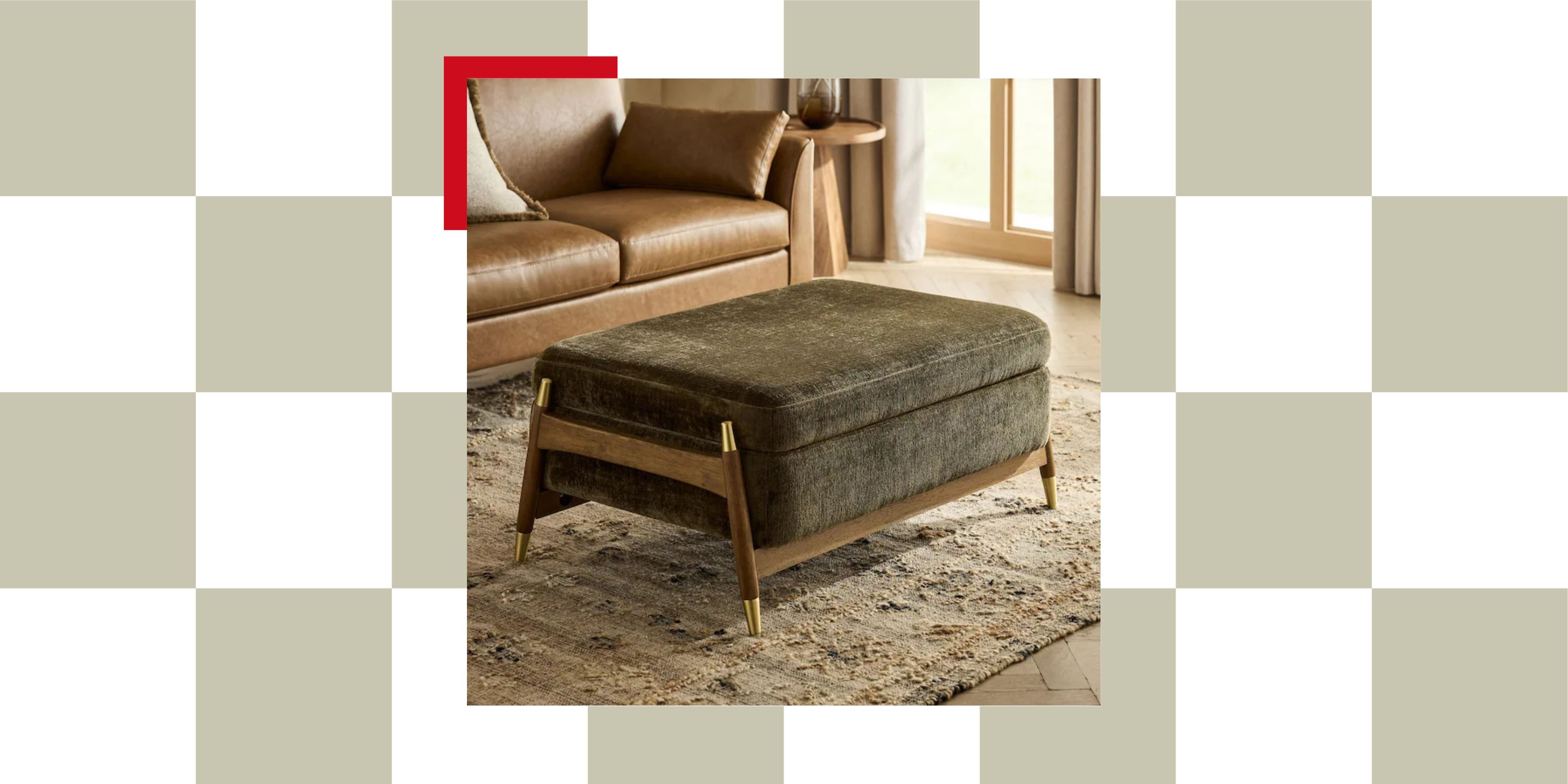 mid-century style storage ottoman from Next in living room