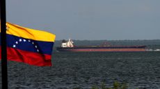 Crude oil tankers are docked and loaded at the Bajo Grande oil terminal on Lake Maracaibo in Venezuela