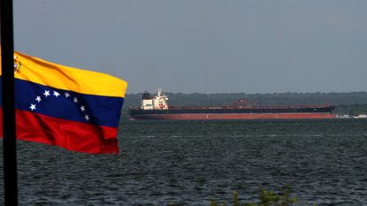 Crude oil tankers are docked and loaded at the Bajo Grande oil terminal on Lake Maracaibo in Venezuela