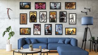 Tomb Raider anniversary art: framed game art is hung on a wall