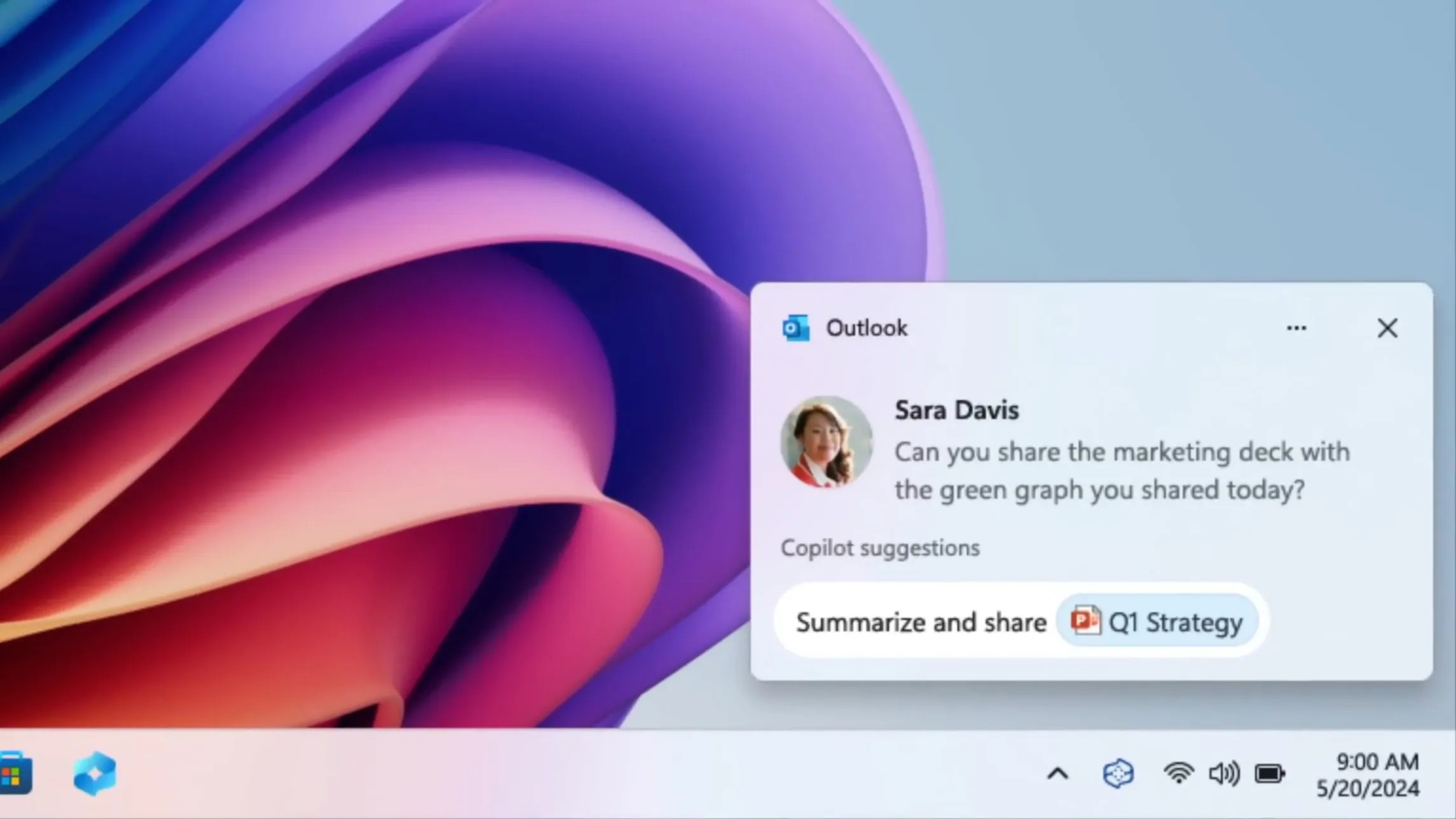 Copilot suggestions in notifications on Windows 11