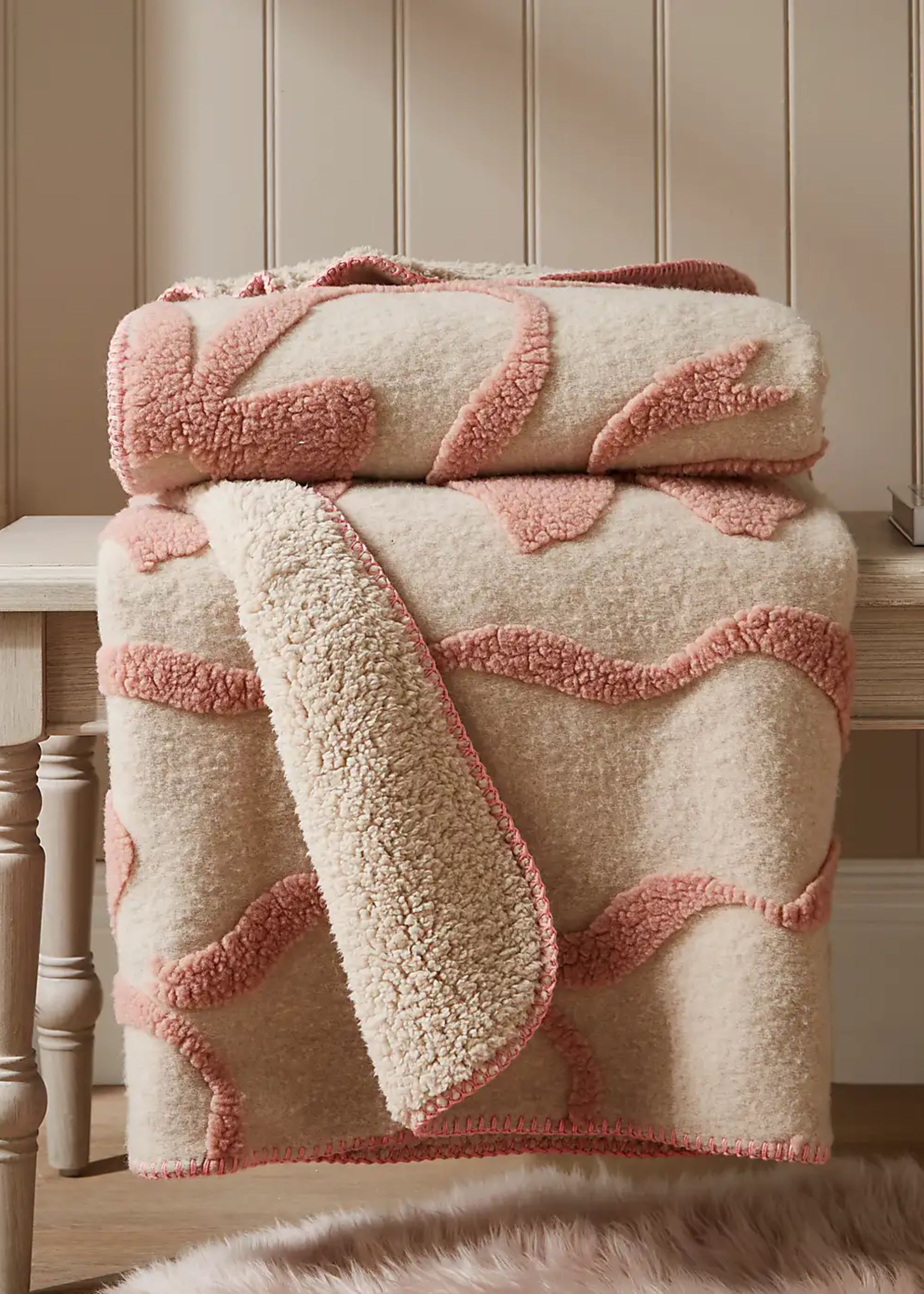 Dunelm , Bows Sherpa Jacquard Throw