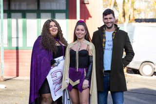 Maxine with her key supporters, Lizzie Chen-Williams and Damon Kinsella in Hollyoaks.