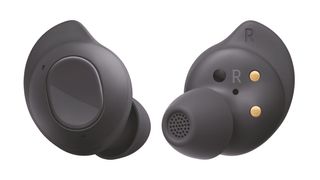Leaked renders of the Samsung Galaxy Buds FE that show the buds with a standard design and a single large button on the outside edge