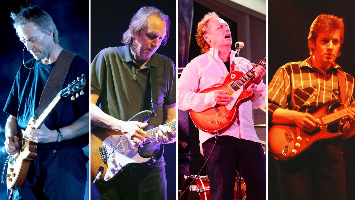 (from left) Snowy White, Michael Landau, Lee Ritenour and Tim Renwick perform onstage