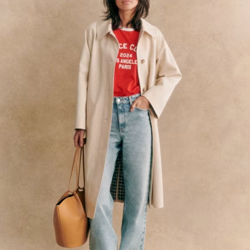 Clyde Coat in Ecru on model