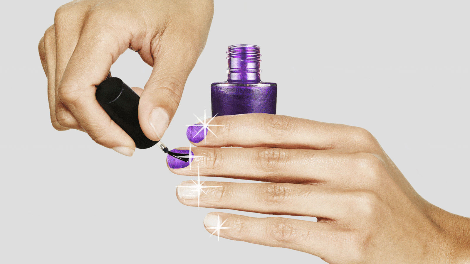 Painting on purple nail polish