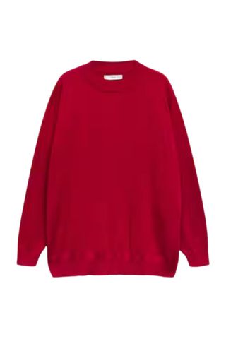 red crewneck knit jumper