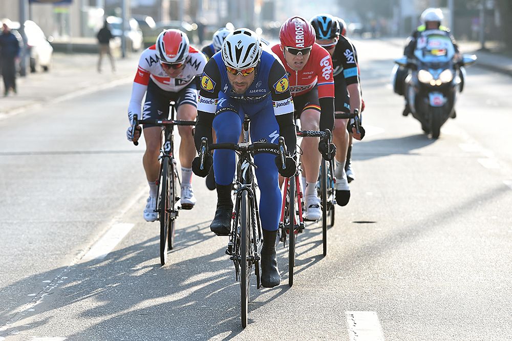 Tom Boonen (Etixx-QuickStep) leads the chase group