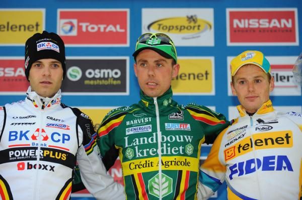 The Hoogstraten podium: Niels Albert, Sven Nys and Kevin Pauwels.