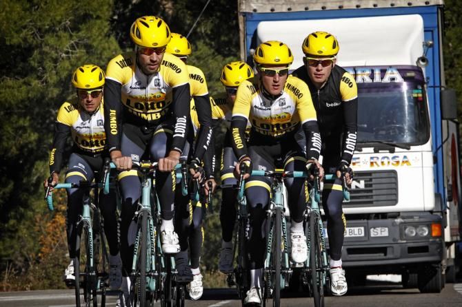 Team LottoNL-Jumbo in action at their training camp in Spain