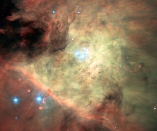 This mosaic view of the Orion nebula was created using the European Southern Obsevatory's Very Large Telescope and its MUSE spectrograph, which splits the light into its component to reveal the chemical and physical properties of each point. Image released on March 2014.