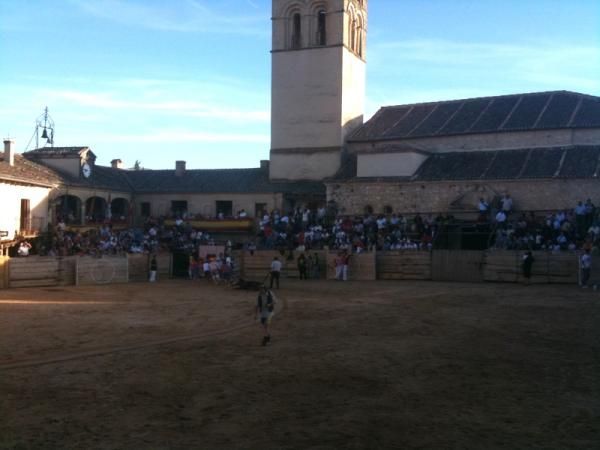 A small bull fight in a small village in Spain