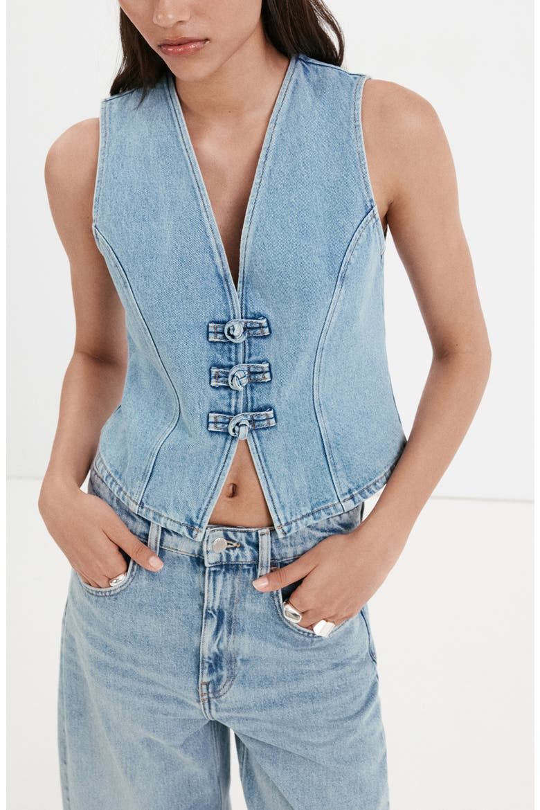 Toggle Denim Top