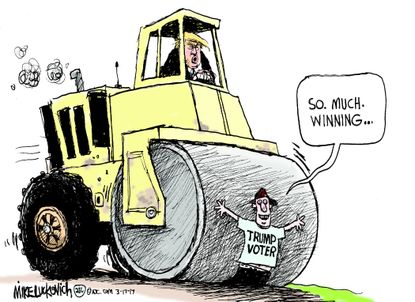 Political Cartoon U.S. Trump Administration Voters Winning Disaster