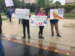 The rain didn't dampen the spirits of marchers in Washington, D.C.