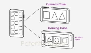 iPhone case patent showing camera case and gaming case